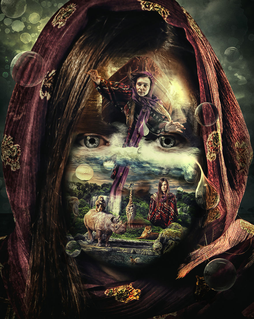 Photographer And Digital Artist Uses Photoshop To Create Fantasy Portraits Of Women She Meets, Capturing Their Personalities