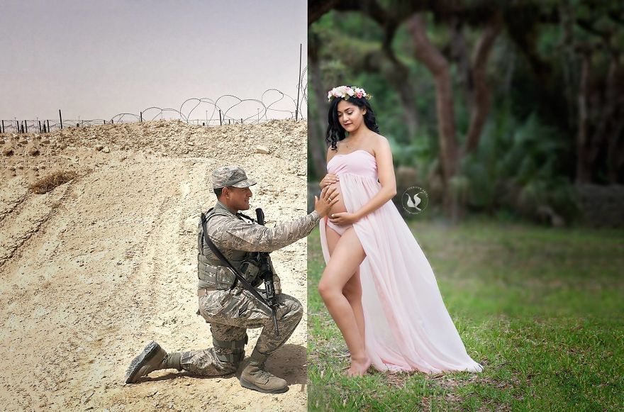 Deployed Husband Can’t Come To Wife’s Maternity Photo Shoot, So She Comes Up With A Heartwarming Idea Deployed Husband Can’t Come To Wife’s Maternity Photo Shoot, So She Comes Up With A Heartwarming Idea