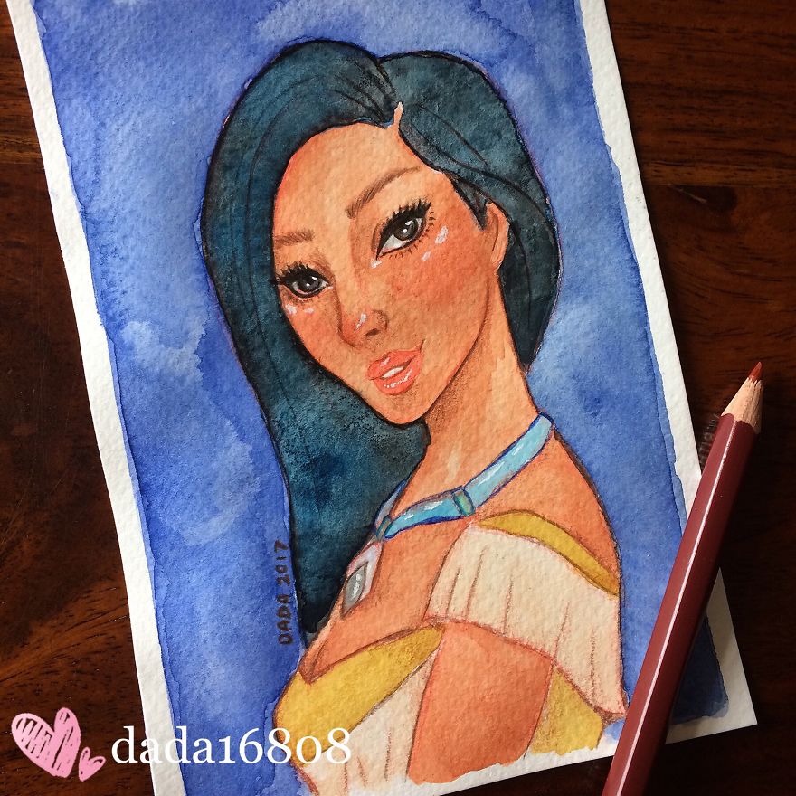 I Illustrated Disney Princesses Using Watercolors