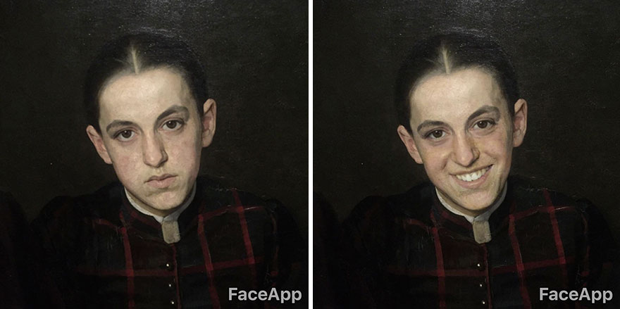 Guy Visits Museum But Finds Classical Art Characters Too Serious, Uses FaceApp To Make Them Smile