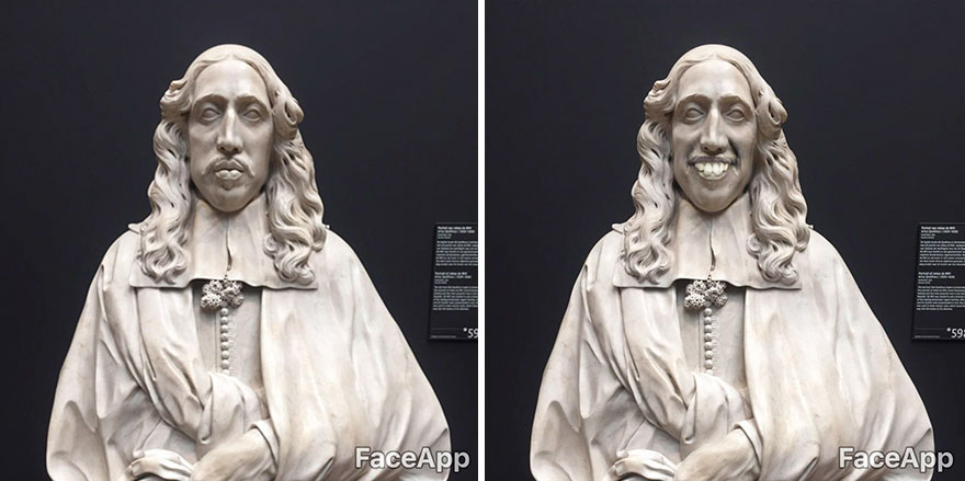 Guy Visits Museum But Finds Classical Art Characters Too Serious, Uses FaceApp To Make Them Smile