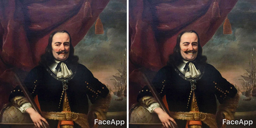 Guy Visits Museum But Finds Classical Art Characters Too Serious, Uses FaceApp To Make Them Smile