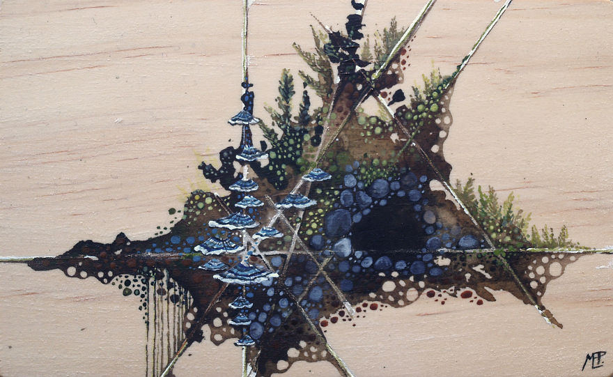 I Create Watercolor Paintings On Wood To Show My Love For Nature