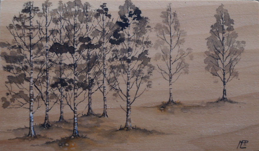 I Create Watercolor Paintings On Wood To Show My Love For Nature