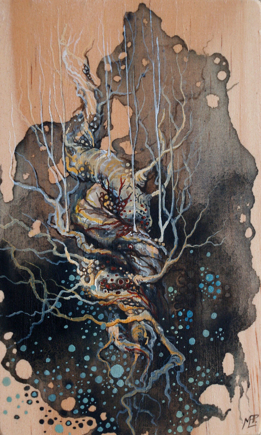 I Create Watercolor Paintings On Wood To Show My Love For Nature