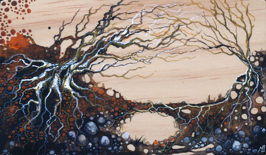 I Create Watercolor Paintings On Wood To Show My Love For Nature