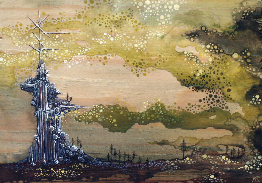 I Create Watercolor Paintings On Wood To Show My Love For Nature