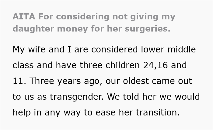 Daughter Demands Parents Pay $40K For Transition Surgeries, Throws A Fit When They Can’t Afford It Daughter Demands Parents Pay $40K For Transition Surgeries, Throws A Fit When They Can’t Afford It