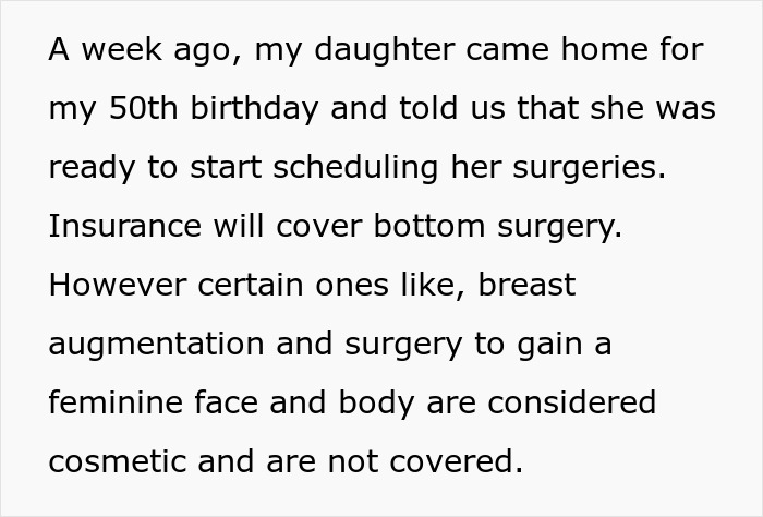 Daughter Demands Parents Pay $40K For Transition Surgeries, Throws A Fit When They Can’t Afford It Daughter Demands Parents Pay $40K For Transition Surgeries, Throws A Fit When They Can’t Afford It