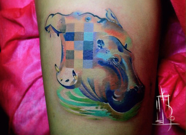 Animal Tattoos With Digital Pixel Glitches By Russian Artist
