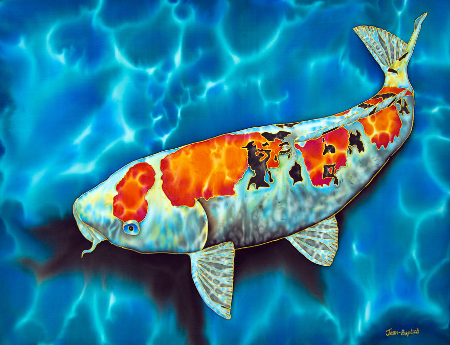 Koi Fish Silk Batik Painting Koi Fish Silk Batik Painting