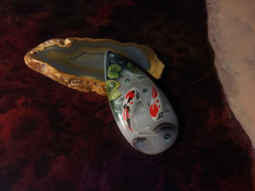 Dragons And Koi On Wood And Stone Dragons And Koi On Wood And Stone