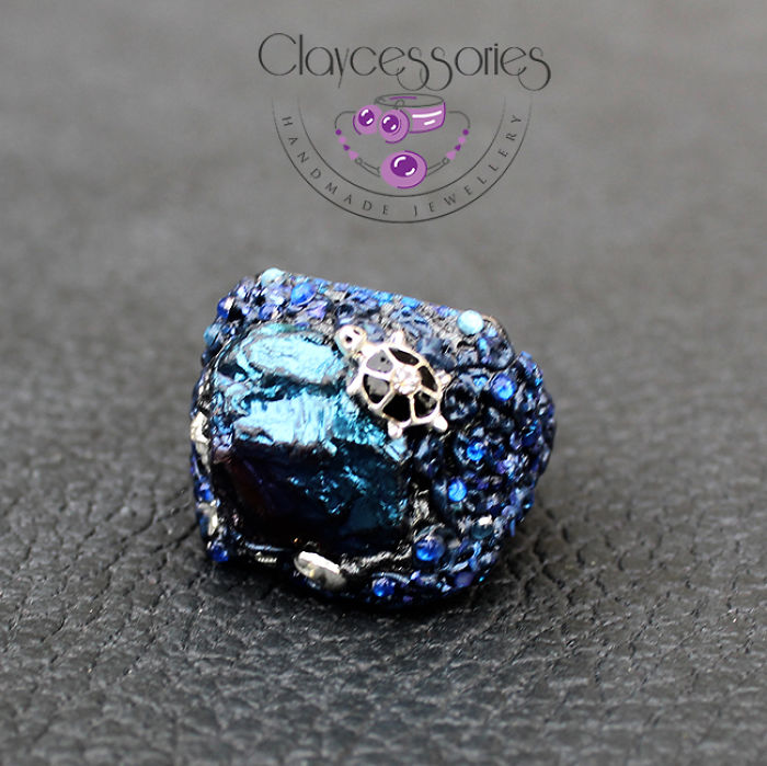 I Create Art Rings From Polymer Clay Decorated With Precious Stones And Pearls I Create Art Rings From Polymer Clay Decorated With Precious Stones And Pearls