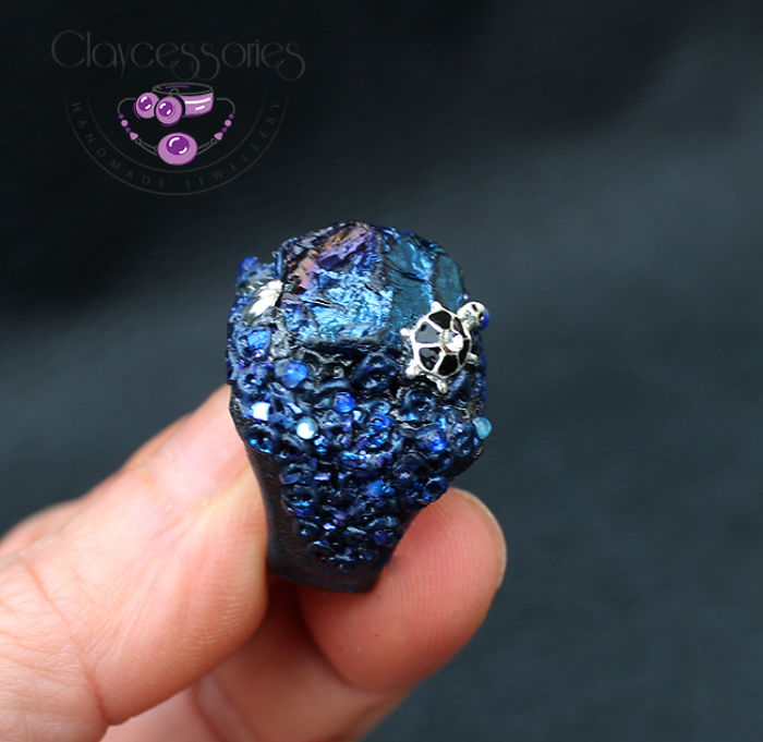 I Create Art Rings From Polymer Clay Decorated With Precious Stones And Pearls I Create Art Rings From Polymer Clay Decorated With Precious Stones And Pearls