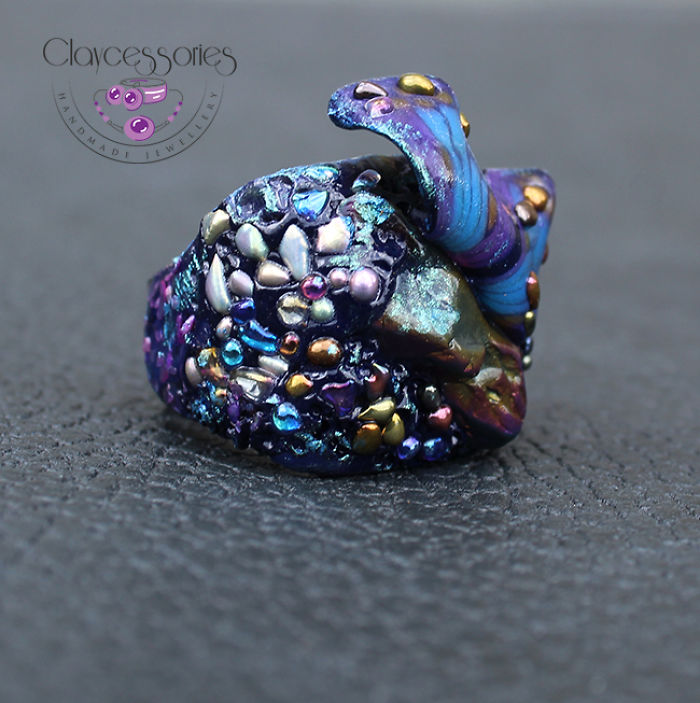 I Create Art Rings From Polymer Clay Decorated With Precious Stones And Pearls I Create Art Rings From Polymer Clay Decorated With Precious Stones And Pearls