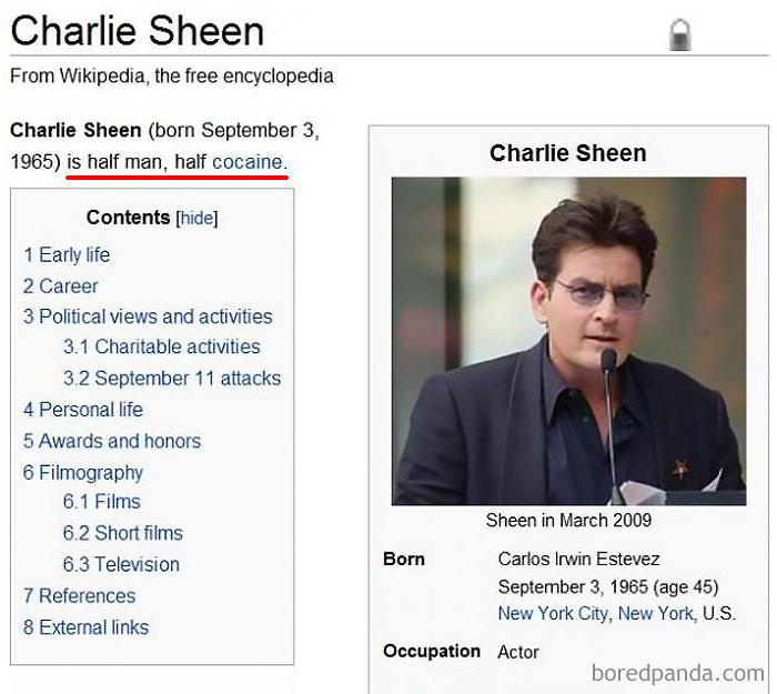 64 Of The Funniest Wikipedia Edits By Internet Vandals
