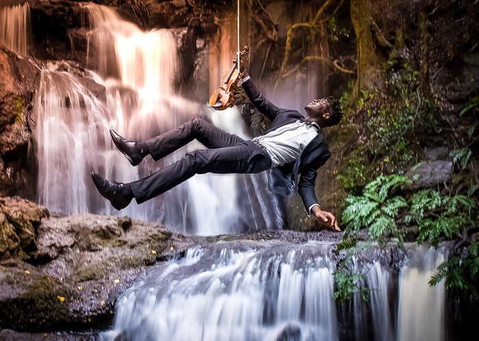 I Shot Creative Classical Portraits Of Classical Musicians At A Waterfall