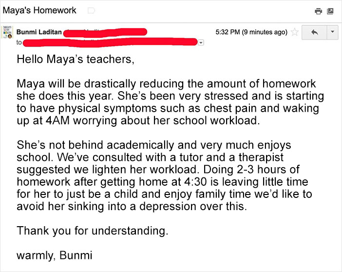 Mom Emails School To Tell Her Kid Won’t Be Doing Homework Anymore, And Here’s Why Mom Emails School To Tell Her Kid Won’t Be Doing Homework Anymore, And Here’s Why