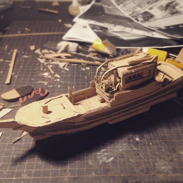 Japanese Cardboard Artist Turns Old Amazon Boxes Into Tanks, Food And Other Incredible Sculptures