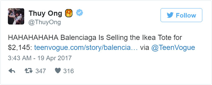 IKEA Responds To Balenciaga’s $2,145 Bag That Looks Exactly Like IKEA’s 99-Cent Tote Bag, And It’s Hilarious IKEA Responds To Balenciaga’s $2,145 Bag That Looks Exactly Like IKEA’s 99-Cent Tote Bag, And It’s Hilarious