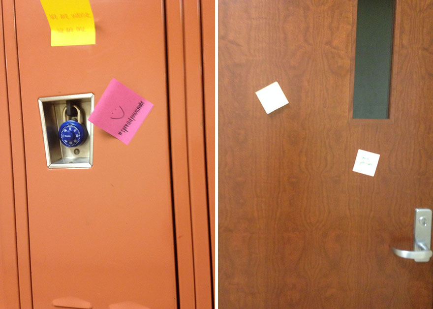 Students In My School Covered It’s Lockers With Supportive Post-It Notes After 12th Grader Committed Suicide Students In My School Covered It’s Lockers With Supportive Post-It Notes After 12th Grader Committed Suicide