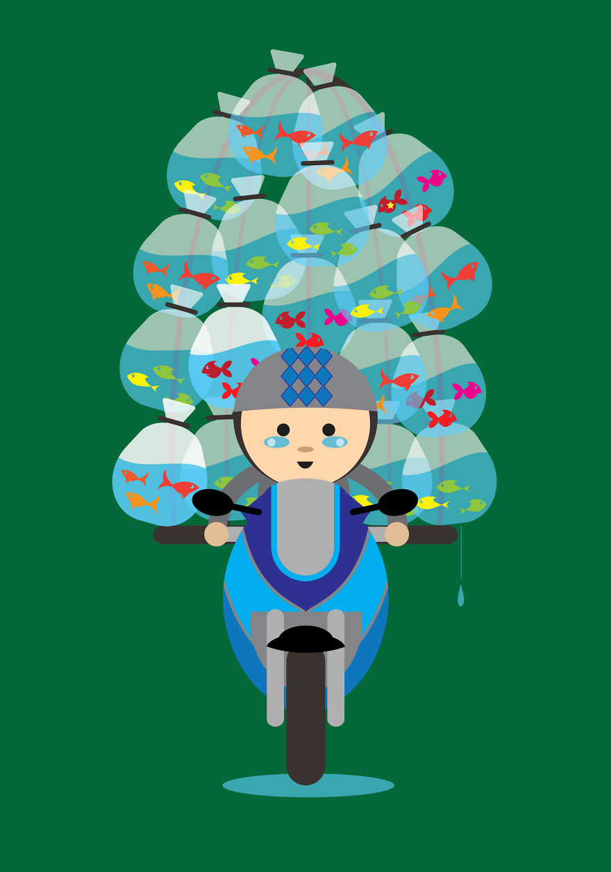 I Illustrate The Amazing Loads Of Motorbikes In Hanoi, Vietnam I Illustrate The Amazing Loads Of Motorbikes In Hanoi, Vietnam