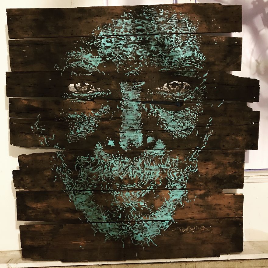 I Created A Portrait On 100-Year-Old Barn Wood I Created A Portrait On 100-Year-Old Barn Wood