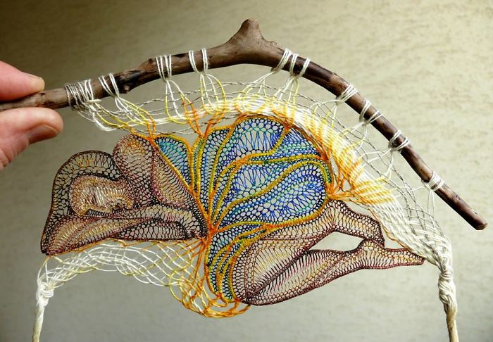 Hungarian Artist Delicately Attaches Mystical Lace Art To Pieces Of Found Wood, And The Result Is Gorgeous