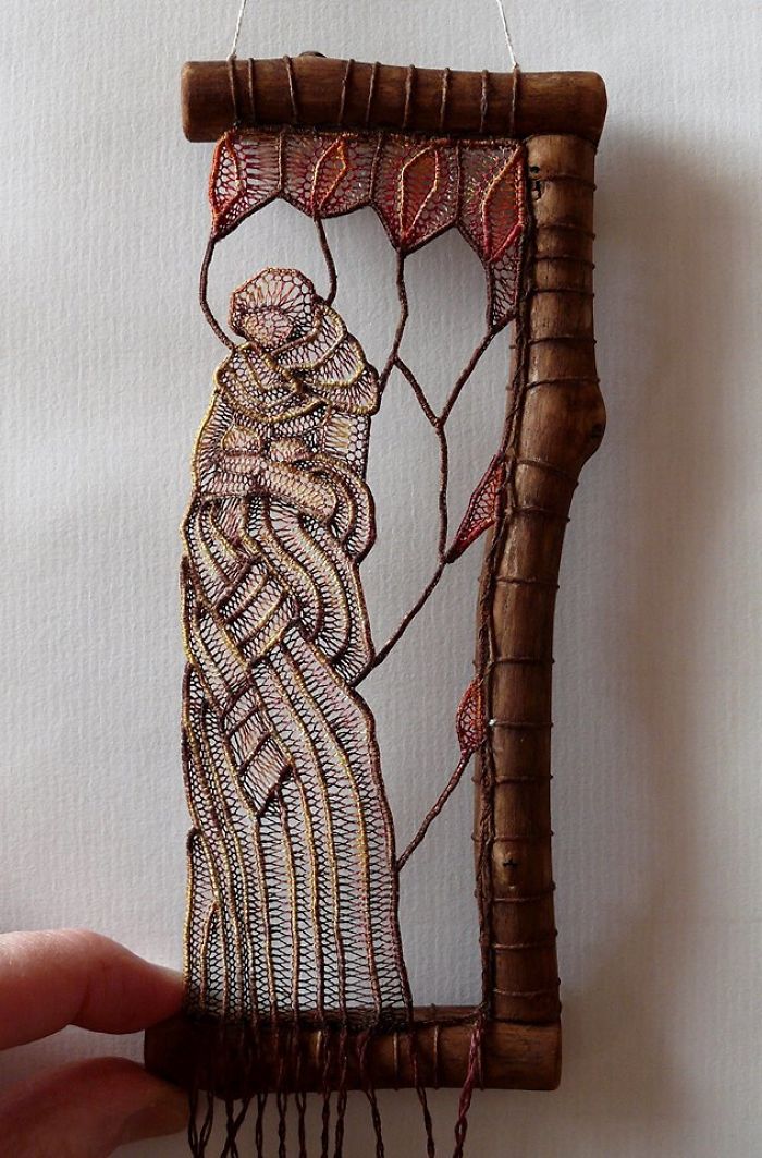 Hungarian Artist Delicately Attaches Mystical Lace Art To Pieces Of Found Wood, And The Result Is Gorgeous