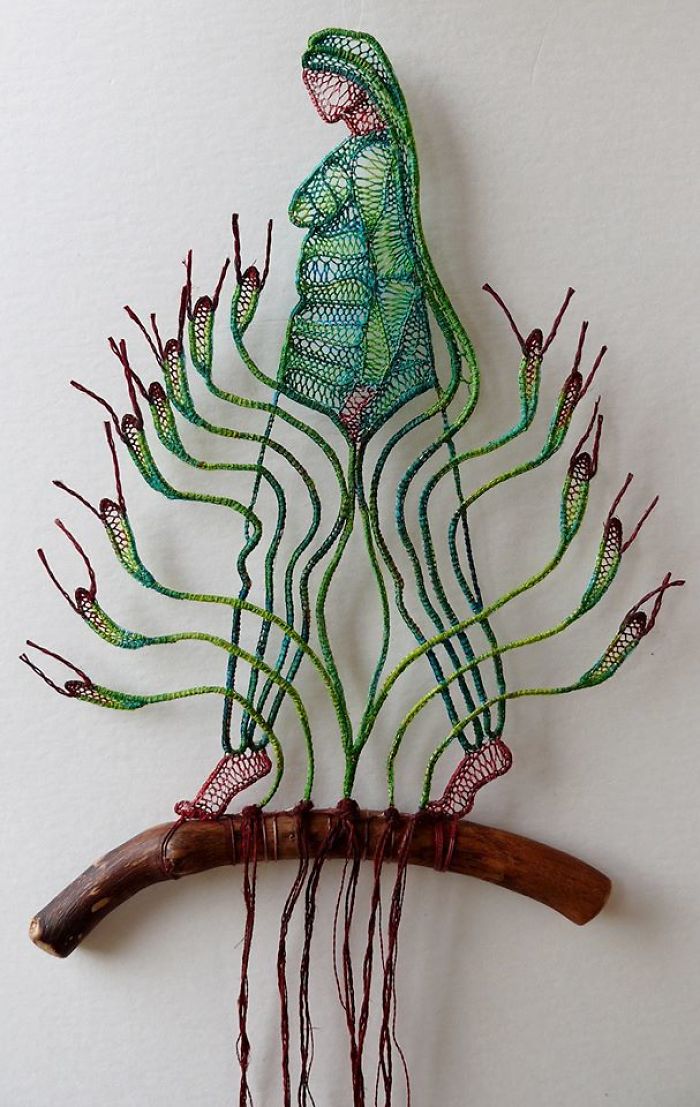 Hungarian Artist Delicately Attaches Mystical Lace Art To Pieces Of Found Wood, And The Result Is Gorgeous
