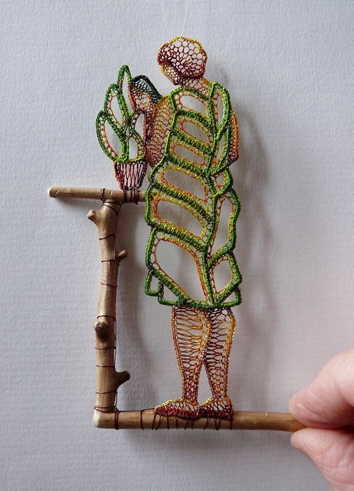 Hungarian Artist Delicately Attaches Mystical Lace Art To Pieces Of Found Wood, And The Result Is Gorgeous