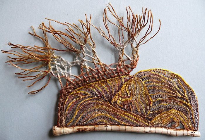 Hungarian Artist Delicately Attaches Mystical Lace Art To Pieces Of Found Wood, And The Result Is Gorgeous