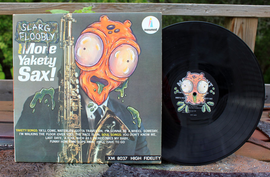 I Take Old Vinyl Records And Paint Gross Creatures On Them