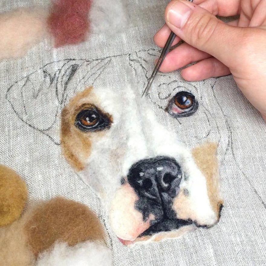 Artist Uses Needle And Wool To “Paint” Realistic Portraits Of Animals Artist Uses Needle And Wool To “Paint” Realistic Portraits Of Animals