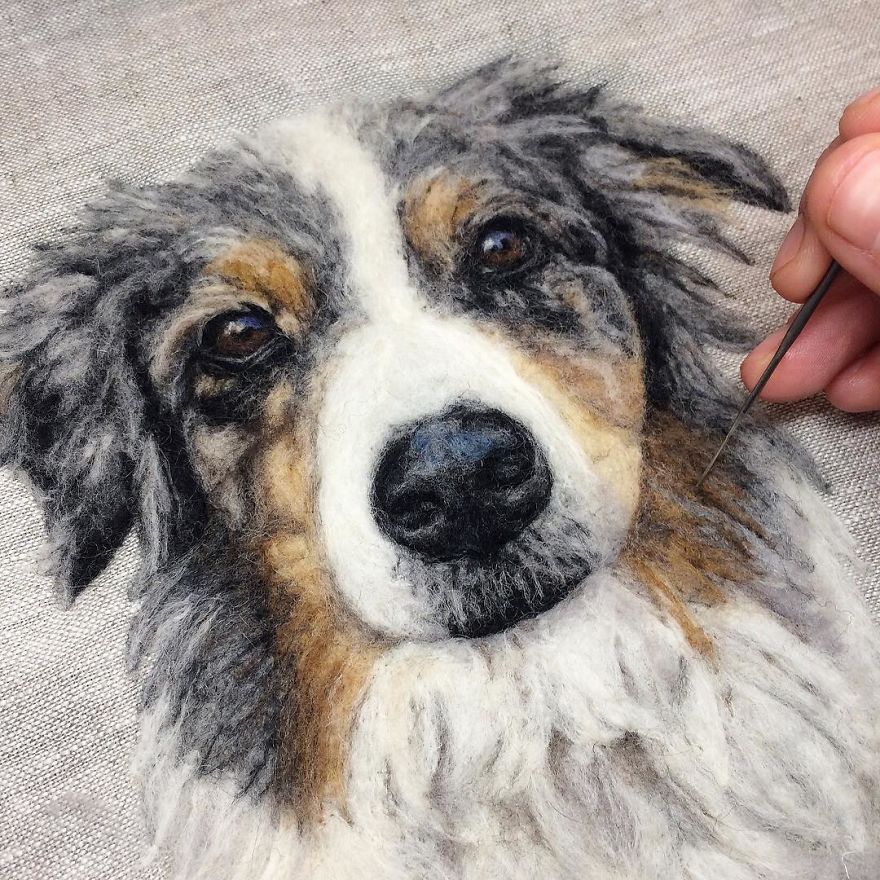 Artist Uses Needle And Wool To “Paint” Realistic Portraits Of Animals Artist Uses Needle And Wool To “Paint” Realistic Portraits Of Animals