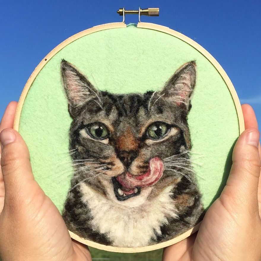 Artist Uses Needle And Wool To “Paint” Realistic Portraits Of Animals Artist Uses Needle And Wool To “Paint” Realistic Portraits Of Animals