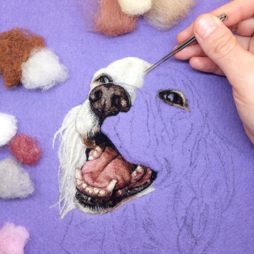 Artist Uses Needle And Wool To “Paint” Realistic Portraits Of Animals Artist Uses Needle And Wool To “Paint” Realistic Portraits Of Animals