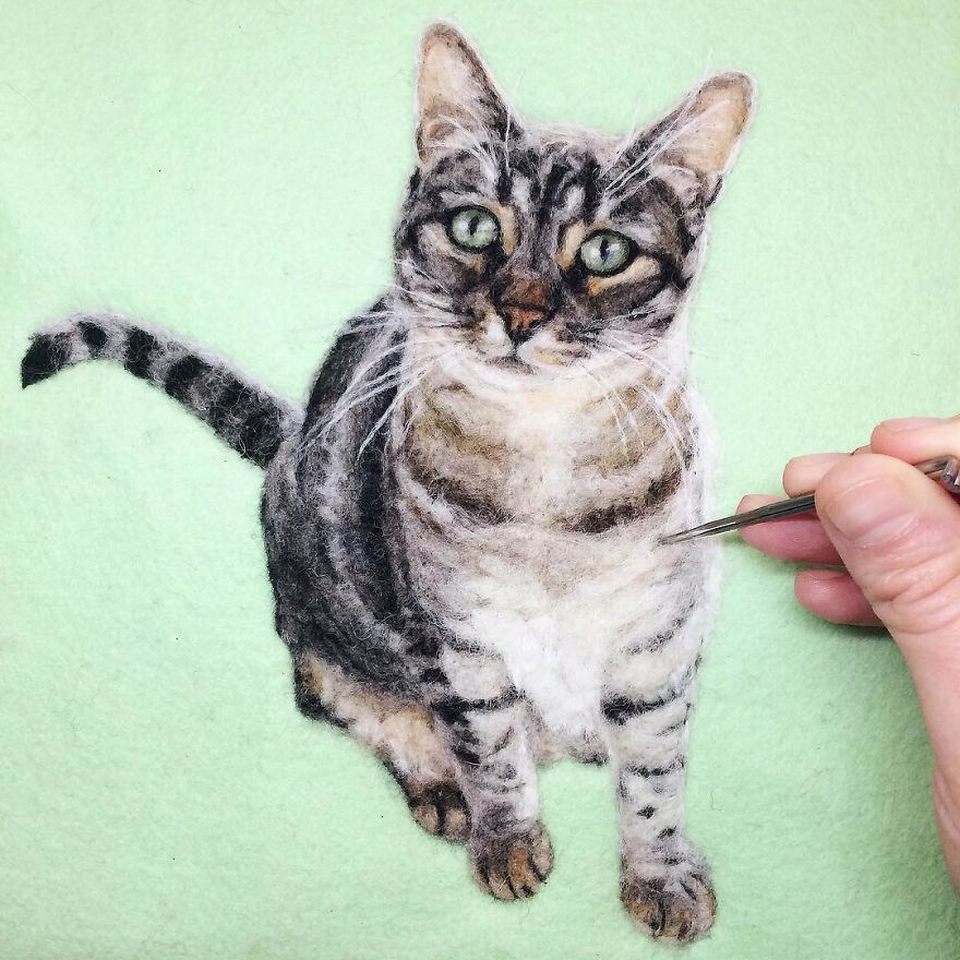 Artist Uses Needle And Wool To “Paint” Realistic Portraits Of Animals Artist Uses Needle And Wool To “Paint” Realistic Portraits Of Animals