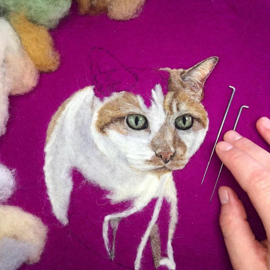 Artist Uses Needle And Wool To “Paint” Realistic Portraits Of Animals Artist Uses Needle And Wool To “Paint” Realistic Portraits Of Animals