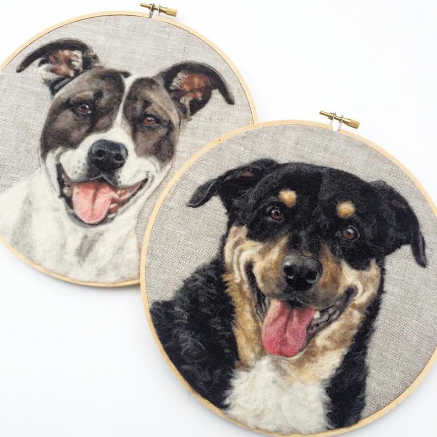 Artist Uses Needle And Wool To “Paint” Realistic Portraits Of Animals Artist Uses Needle And Wool To “Paint” Realistic Portraits Of Animals