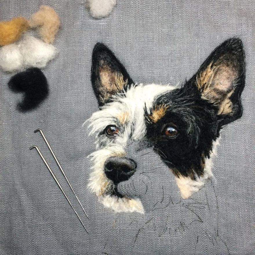 Artist Uses Needle And Wool To “Paint” Realistic Portraits Of Animals Artist Uses Needle And Wool To “Paint” Realistic Portraits Of Animals
