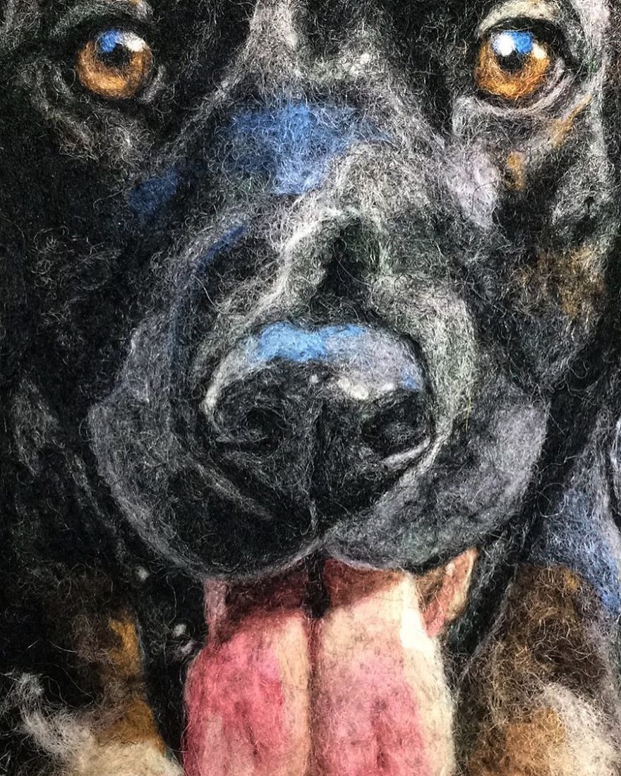 Artist Uses Needle And Wool To “Paint” Realistic Portraits Of Animals Artist Uses Needle And Wool To “Paint” Realistic Portraits Of Animals