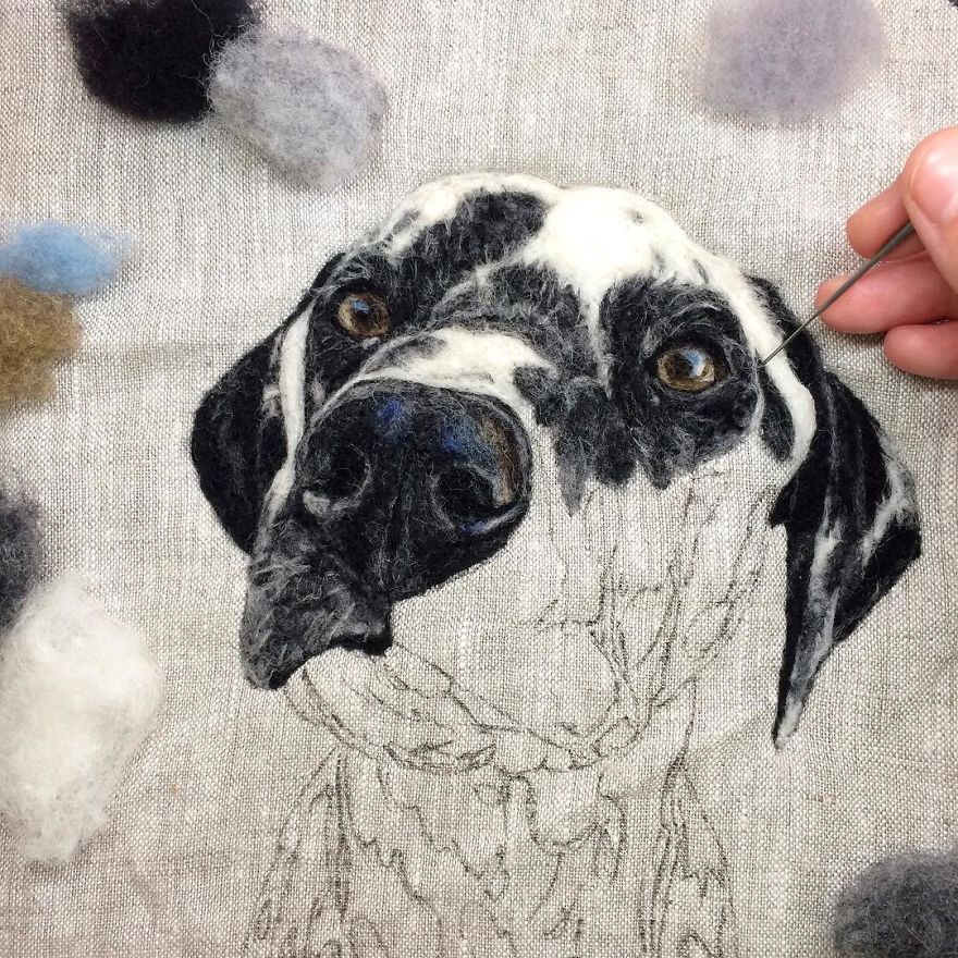 Artist Uses Needle And Wool To “Paint” Realistic Portraits Of Animals Artist Uses Needle And Wool To “Paint” Realistic Portraits Of Animals