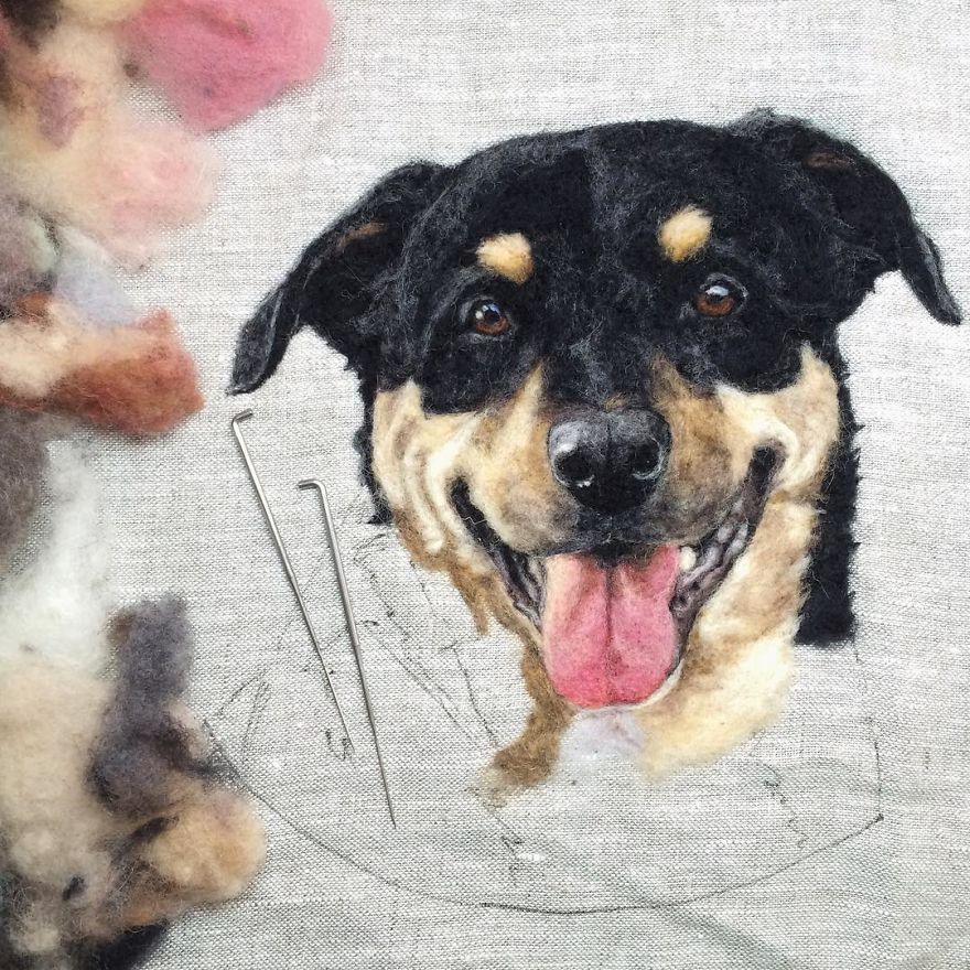 Artist Uses Needle And Wool To “Paint” Realistic Portraits Of Animals Artist Uses Needle And Wool To “Paint” Realistic Portraits Of Animals