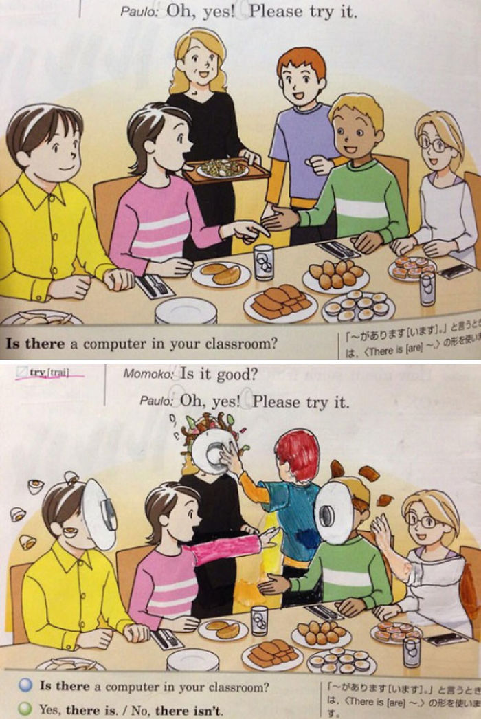 86 Examples Of Genius Textbook Vandalism By Bored Students That Can Almost Be Forgiven