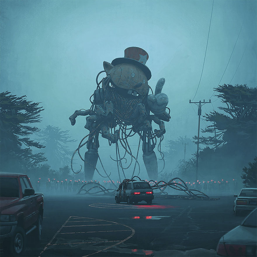 Girl And Her Robot Travel Through Wastelands In Alternate 90s USA In Chilling Illustrations Girl And Her Robot Travel Through Wastelands In Alternate 90s USA In Chilling Illustrations