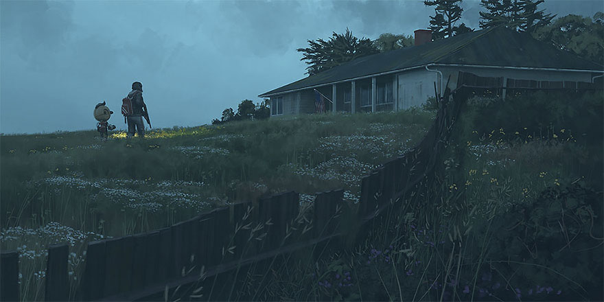 Girl And Her Robot Travel Through Wastelands In Alternate 90s USA In Chilling Illustrations Girl And Her Robot Travel Through Wastelands In Alternate 90s USA In Chilling Illustrations