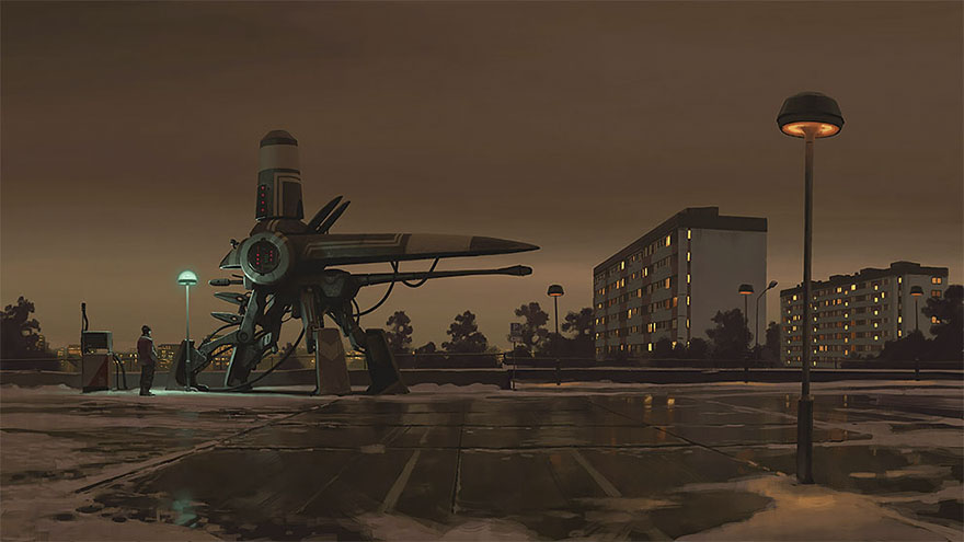 Girl And Her Robot Travel Through Wastelands In Alternate 90s USA In Chilling Illustrations Girl And Her Robot Travel Through Wastelands In Alternate 90s USA In Chilling Illustrations