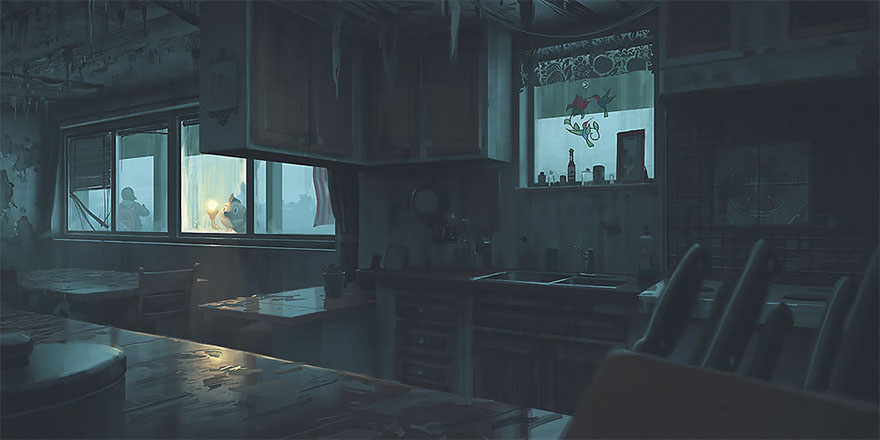 Girl And Her Robot Travel Through Wastelands In Alternate 90s USA In Chilling Illustrations Girl And Her Robot Travel Through Wastelands In Alternate 90s USA In Chilling Illustrations