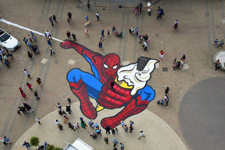 Supersized Superhero Lands On Bournemouth Pier Supersized Superhero Lands On Bournemouth Pier